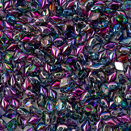 GemDuo 2-Hole Diamond Shaped Bead, Crystal Magic Blue-Pink, GD0003-95100, 7.5 grams