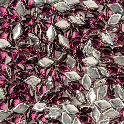 GemDuo 2-Hole Diamond Shaped Bead, Amethyst Backlit, GD2006-27002, 7.5 grams