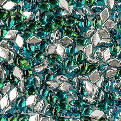 GemDuo 2-Hole Diamond Shaped Bead, Aqua Backlit Menthol, GD6002-26732, 7.5 grams