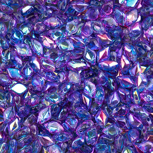 GemDuo 2-Hole Diamond Shaped Bead, Crystal Summer Rainbow Dark Blue, GD0003-48102, 7.5 grams