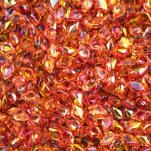 GemDuo 2-Hole Diamond Shaped Bead, Crystal Summer Rainbow Orange, GD0003-48109, 7.5 grams