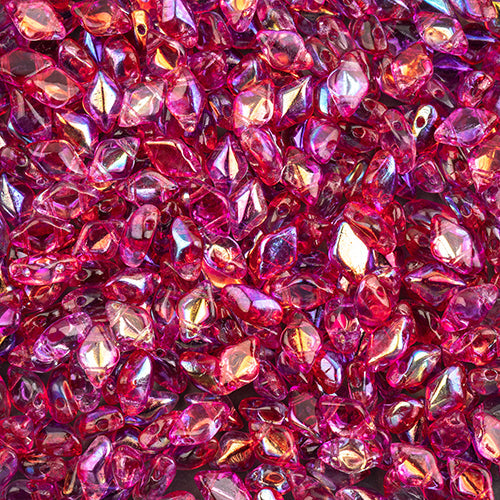 GemDuo 2-Hole Diamond Shaped Bead, Crystal Summer Rainbow Pink, GD0003-48120, 7.5 grams