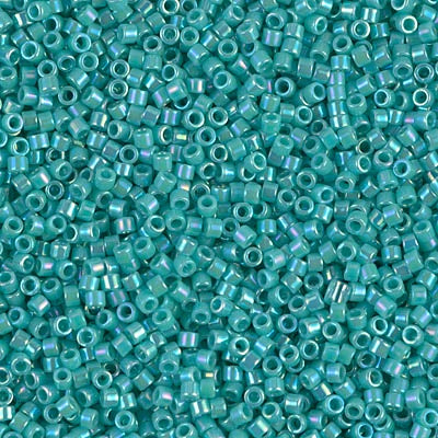 Miyuki Delica Bead 11/0, DB0166, Opaque Turquoise Green AB, 50 grams