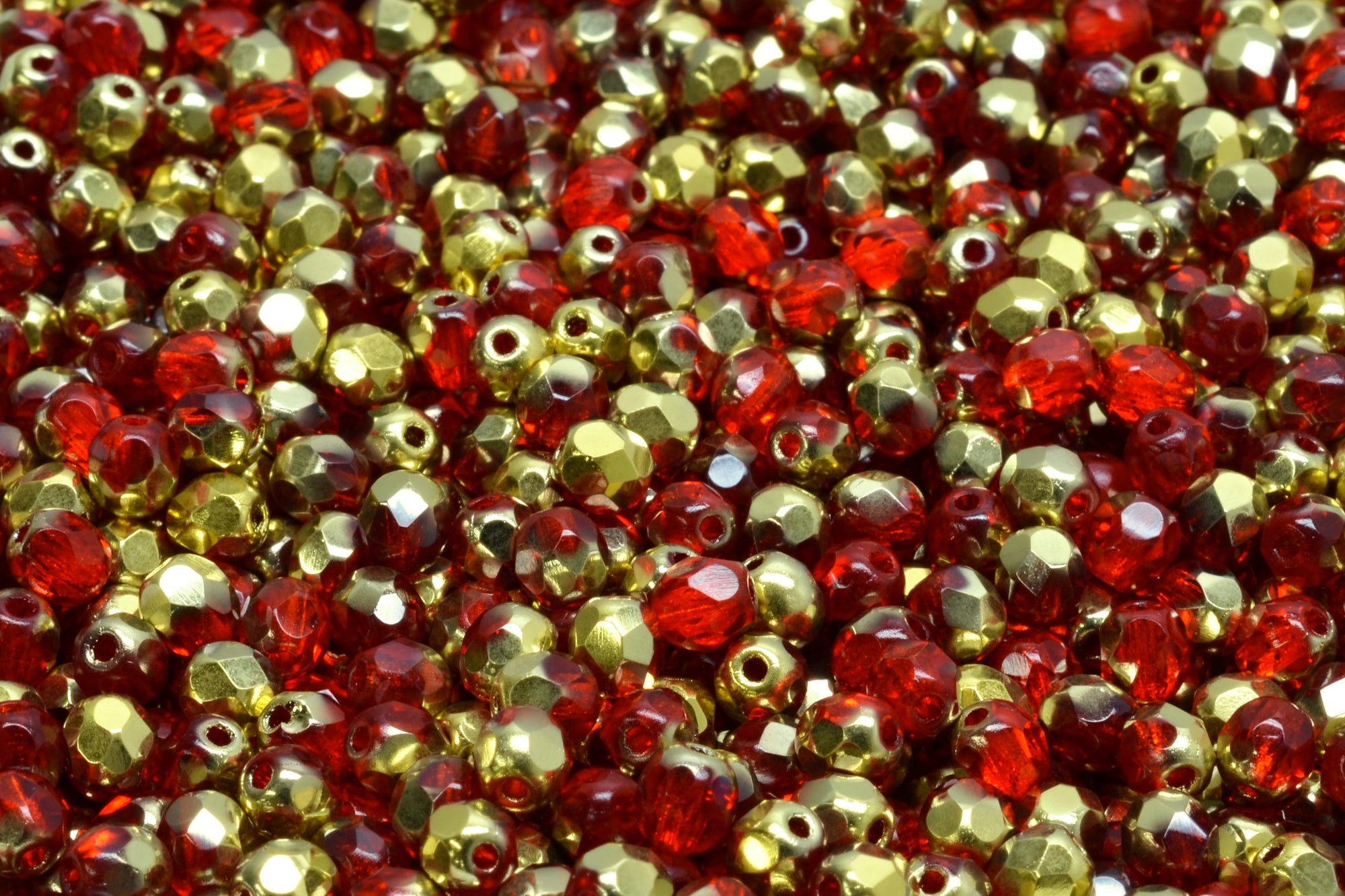4mm Czech Fire Polish Beads, Hyacinth Amber, 50 pieces