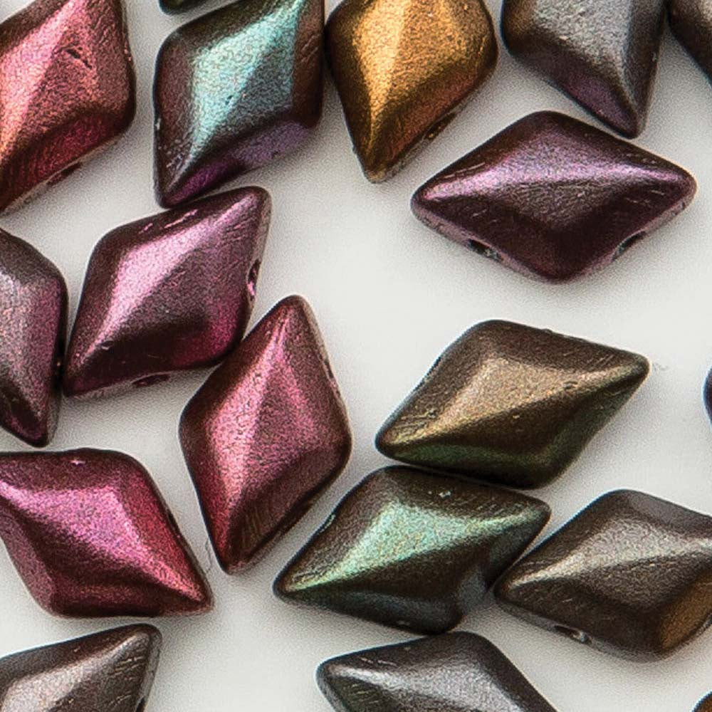 GemDuo 2-Hole Diamond Shaped Bead, Violet Rainbow , GD0003-01640, 50 grams
