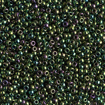 Miyuki 11 Round Seed Bead, 11-465, Metallic Dark Green Iris, 13 grams