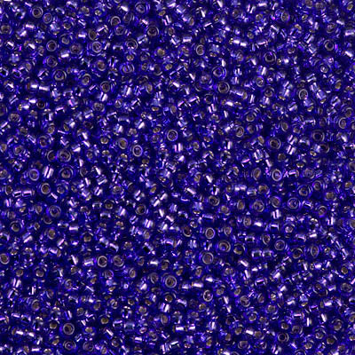 Miyuki 15 Round Seed Bead, 15-1446, Dyed Silver Lined Red Violet, 8 grams