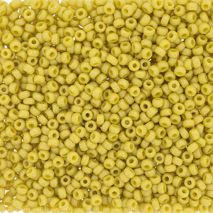 Miyuki 15 Round Seed Bead, 15-4692, Matte Opaque Glazed Citron AB, 8 grams