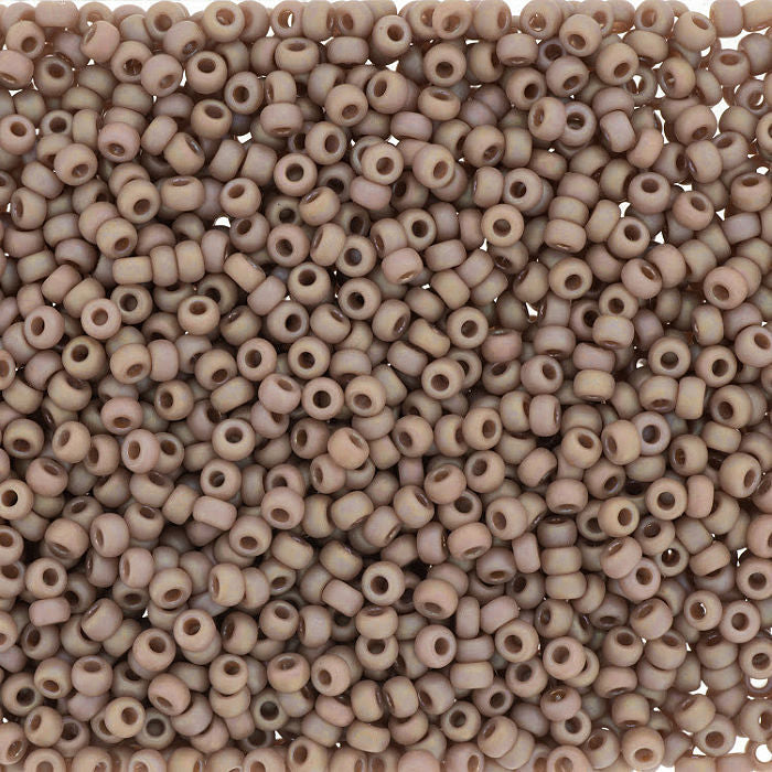 Miyuki 15 Round Seed Bead, 15-4694, Matte Opaque Glazed Beige AB, 8 grams