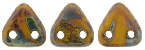 CzechMates Two Hole Triangle, Sunflower Yellow Picasso