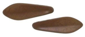 Czechmate 16mm X 5mm X 3mm Dagger Glass Czech Two Hole Bead, Matte - Dk Bronze