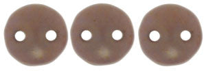 Czechmate 6mm Lentil Glass Czech Two Hole Bead, Matte Ash Grey Rosaline Luster - Barrel of Beads