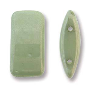 Czech Glass 9 x 17mm Carrier Bead Two Hole - Green Luster - 15 Beads