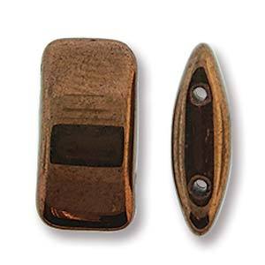 Czech Glass 9 x 17mm Carrier Bead Two Hole - Bronze - 15 Beads