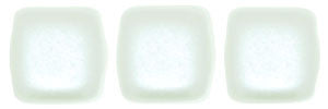 Czechmate 6mm Square Glass Czech Two Hole Tile Bead, Pearl Coat-White - Barrel of Beads