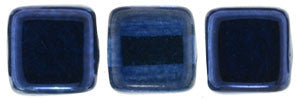 Czechmate 6mm Square Glass Czech Two Hole Tile Bead, Mirror Denim - Barrel of Beads