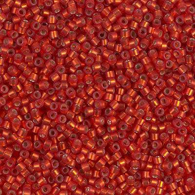 Miyuki Delica Bead 11/0 - DB0683 - Dyed Semi-Frosted Silver Lined Red Orange - Barrel of Beads