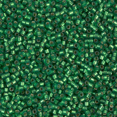 Miyuki Delica Bead 11/0 - DB0688 - Dyed Semi-Frosted Silver Lined Green - Barrel of Beads