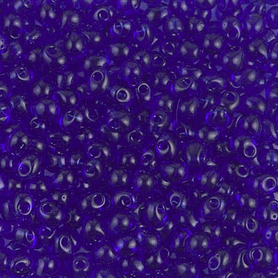Miyuki 3.4mm Drop Bead, Transparent Cobalt, 5 grams