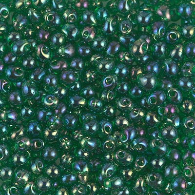 Miyuki 3.4mm Drop Bead, Transparent Green AB, 5 grams