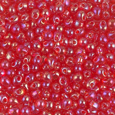 Miyuki 3.4mm Drop Bead, Transparent Red AB, 5 grams