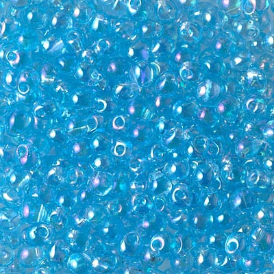 Miyuki 3.4mm Drop Bead, Transparent Aqua AB, 5 grams