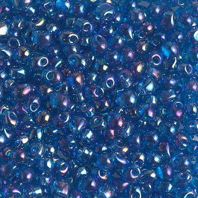 Miyuki 3.4mm Drop Bead, Transparent Capri Blue AB, 5 grams