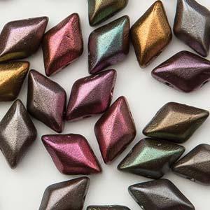 Mini GemDuo 2-Hole Diamond Shaped Bead, Violet Rainbow, 7.5 grams