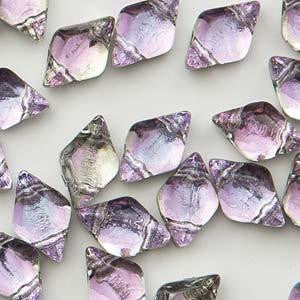GemDuo 2-Hole Diamond Shaped Bead, Backlit Pink Mist , GD0003-26536, 7.5 grams
