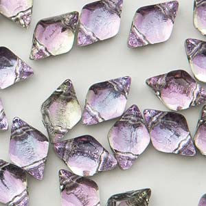 GemDuo 2-Hole Diamond Shaped Bead, Backlit Pink Mist, 50 grams