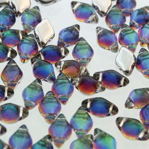 GemDuo 2-Hole Diamond Shaped Bead, Backlit Petroleum , GD0003-26601, 7.5 grams