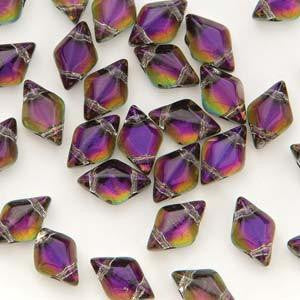GemDuo 2-Hole Diamond Shaped Bead - Backlit Purple Haze  - GD0003-29532