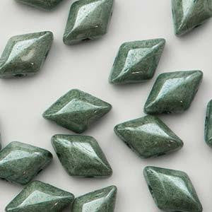 GemDuo 2-Hole Diamond Shaped Bead, Chalk Green Luster , GD0300-14459, 7.5 grams