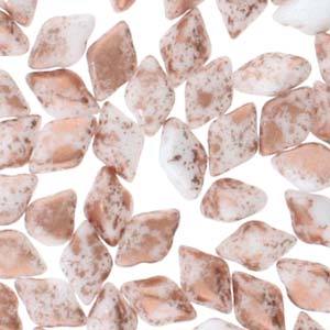 GemDuo 2-Hole Diamond Shaped Bead, Chalk Copper Splash, GD0300-94412, 7.5 grams