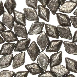 GemDuo 2-Hole Diamond Shaped Bead, Antique Chrome, GD18549, 7.5 grams