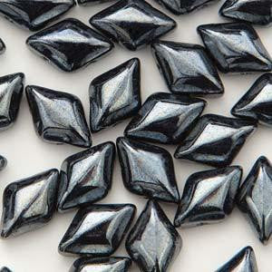 GemDuo 2-Hole Diamond Shaped Bead - Jet Hematite  - GD2398-14400