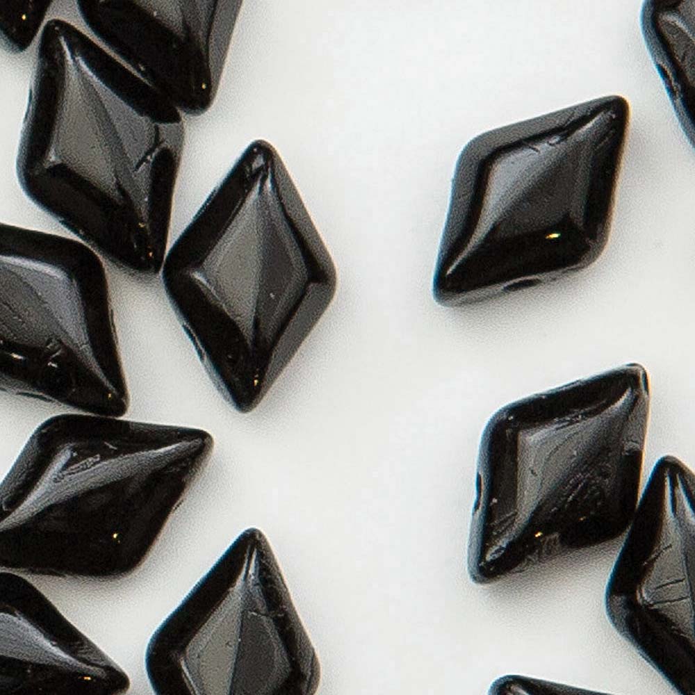 GemDuo 2-Hole Diamond Shaped Bead, Jet, GD2398, 7.5 grams