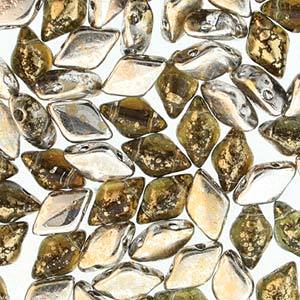 GemDuo 2-Hole Diamond Shaped Bead, Backlit Menthol/Gold, GD26732-94401, 7.5 grams