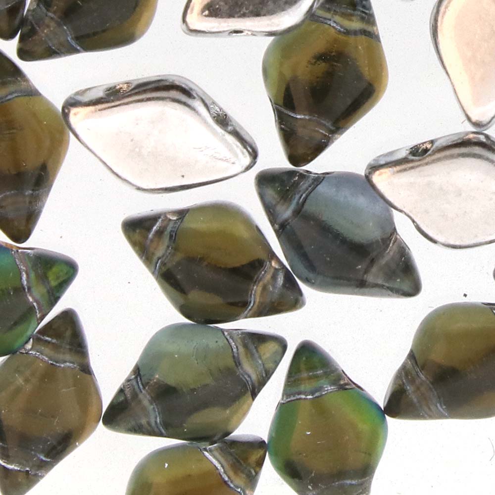 GemDuo 2-Hole Diamond Shaped Bead, Backlit Honey & Ice, GD3001-26732, 7.5 grams