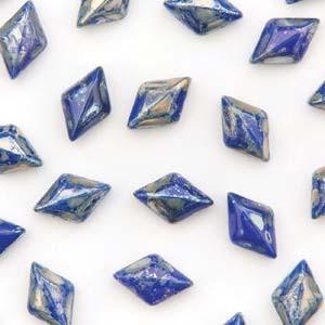 GemDuo 2-Hole Diamond Shaped Bead, Royal Blue Picasso, GD3305-43400, 7.5 grams