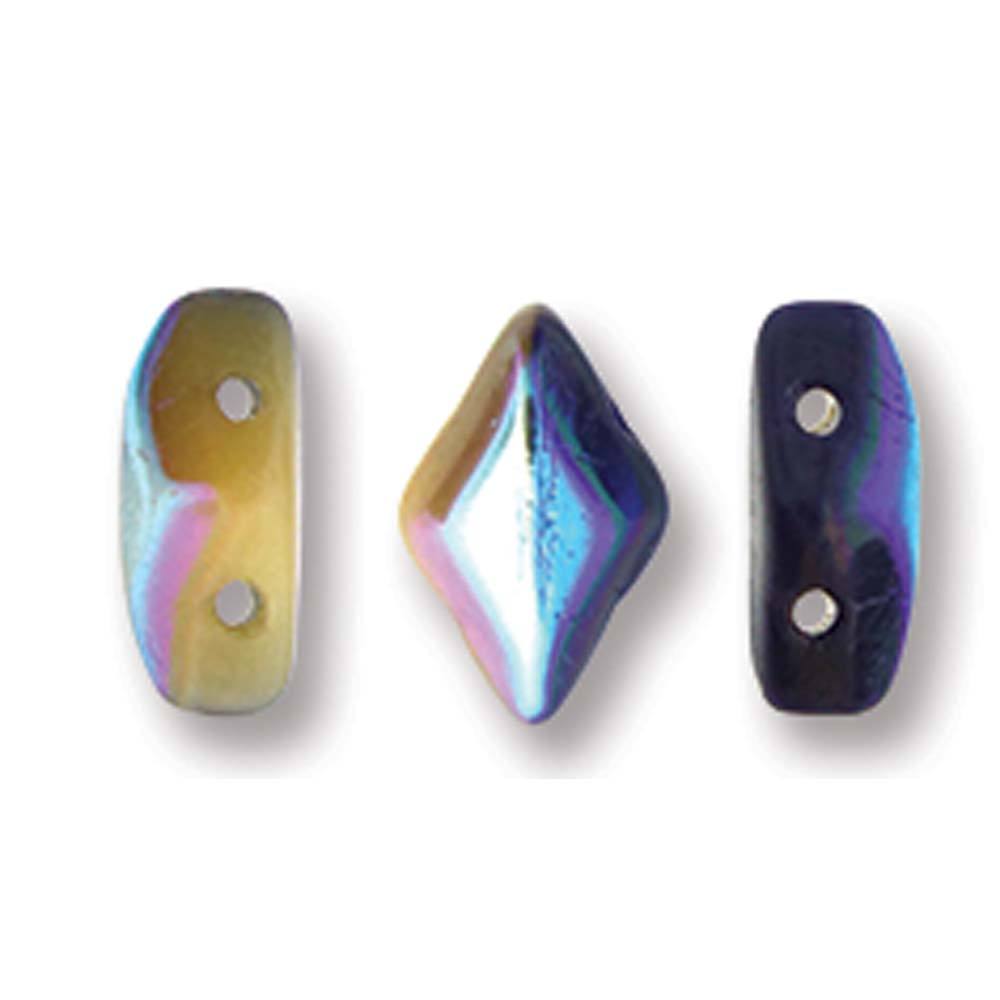 GemDuo 2-Hole Diamond Shaped Bead, Duet Navy Ivory Ab, GD33413-28701, 7.5 grams