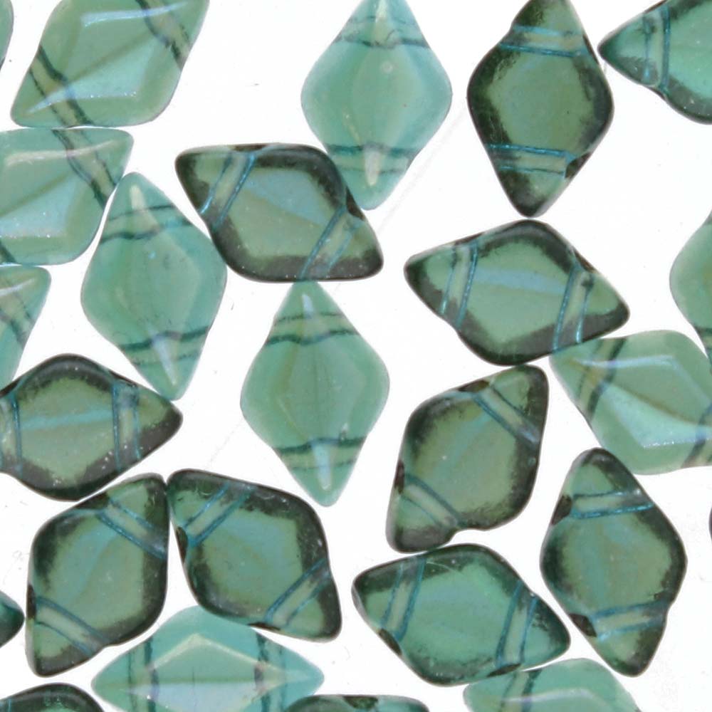 GemDuo 2-Hole Diamond Shaped Bead, Aqua Celsian, GD6002-22501, 7.5 grams
