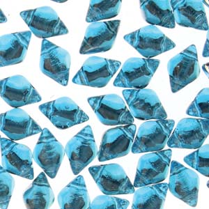GemDuo 2-Hole Diamond Shaped Bead, Backlit Aquamarine, 50 grams