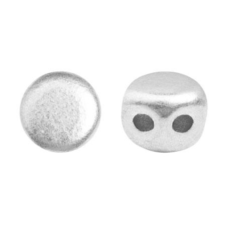 Kalos® Par Puca®, 2 Hole Bead, Silver Aluminum Matte, 10 grams