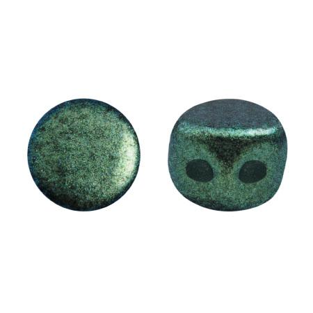 Kalos® Par Puca®, 2 Hole Bead, Metallic Matte Green Turquoise, 10 grams