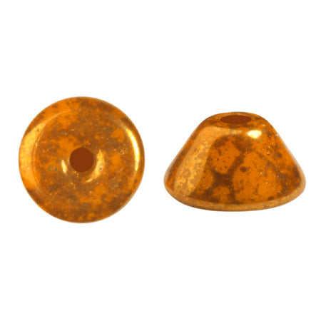 Konos Par Puca® Czech glass bead, Frost Tangerine Bronze, 10 grams