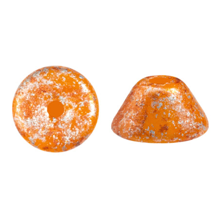 Konos Par Puca® Czech glass bead, Frost Tangerine Tweedy, 10 grams