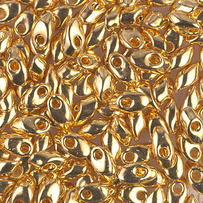 Miyuki Long Magatamas 4x7mm, 24kt Gold Plated, LMA-191, 8.5 grams