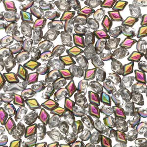 Mini GemDuo 2-Hole Diamond Shaped Bead, Crystal Vitrail, 7.5 grams