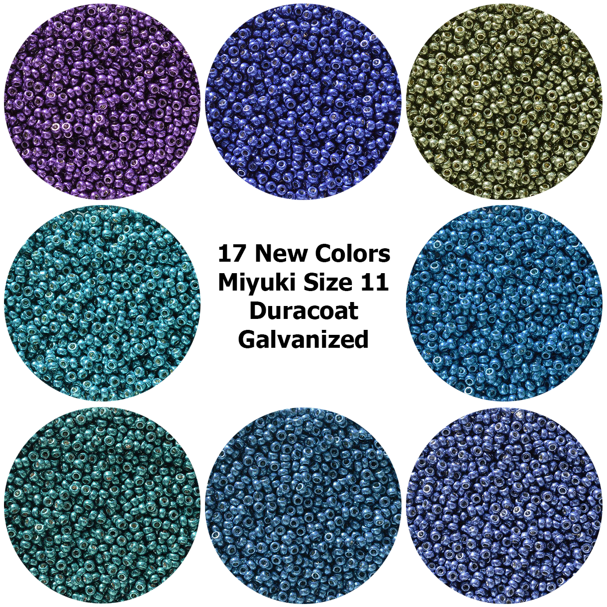 Miyuki 11 Round Seed Bead, Duracoat Galvanized Set, 17 Colors